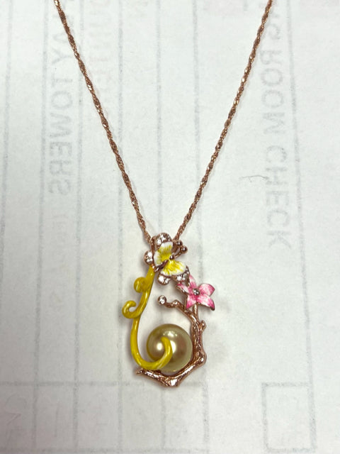 Rose Over Sterling Silver Pearl Pendant & Chain New JTV