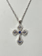 Sterling Silver Blue CZ Necklace Pendant Chain New JTV