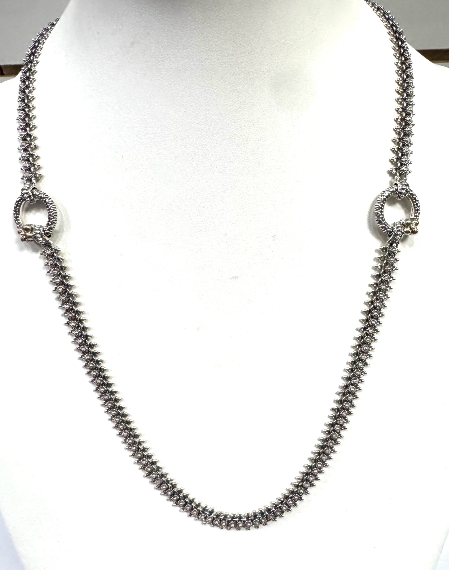 Barbara Bixby Sterling Silver& 18K Gold 25" Handmade Eastern Chain Necklace
