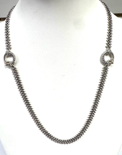 Barbara Bixby Sterling Silver& 18K Gold 25" Handmade Eastern Chain Necklace