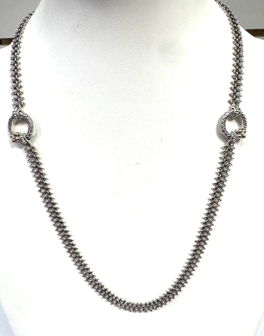 Barbara Bixby Sterling Silver& 18K Gold 25" Handmade Eastern Chain Necklace