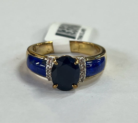 Gold Over Sterling Lapis Ring Size 8 JTV New w/ Tags