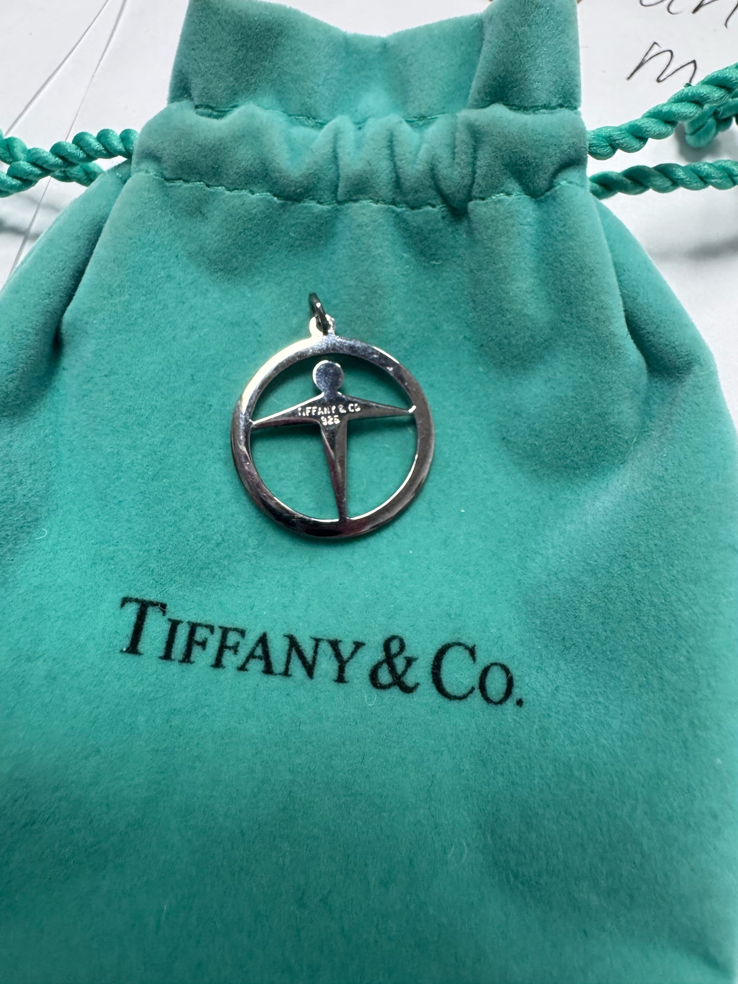 Tiffany & Co. Vintage 925 Sterling Silver Manpower Pendant & Pouch