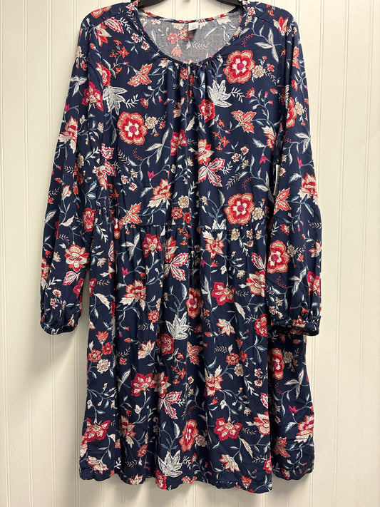 Blue Floral Print Old Navy Long Sleeve Dress Women's