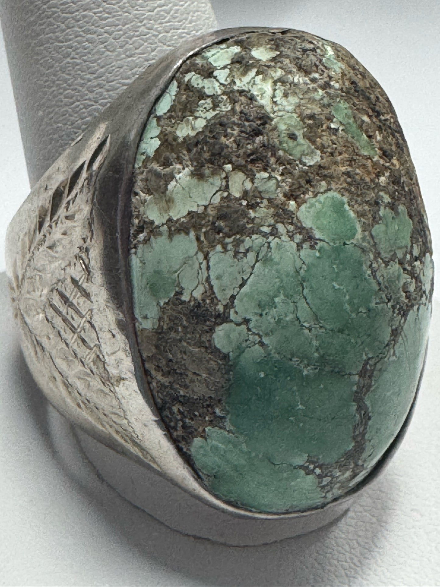 Vintage Native American Sterling Silver Heavy 29g Turquoise Ring Size 11.5