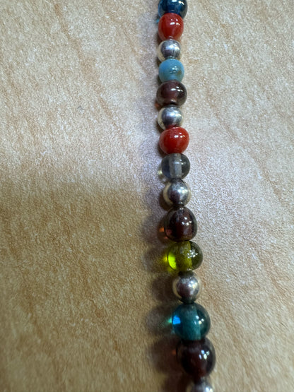 Ted Ott Sterling Silver 14.5" Choker Necklace Turquoise Pendant & Beads Toggle