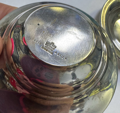 (2) Pair Set of Tiffany & Co Sterling Silver Salt Cellar Dish Bowls  3.5" Diam