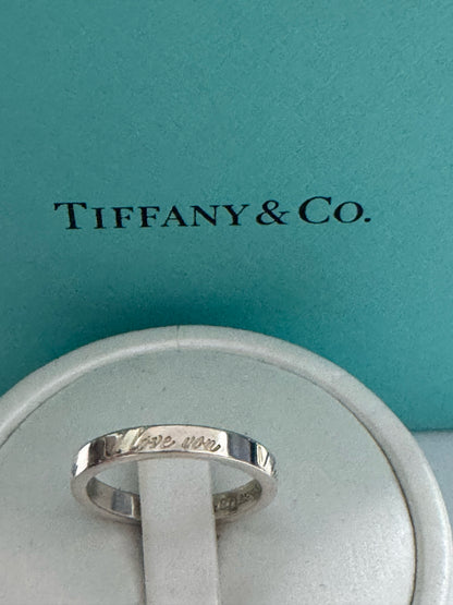 Tiffany & Co. Sterling Silver I Love You Notes Narrow Band Ring Size 5