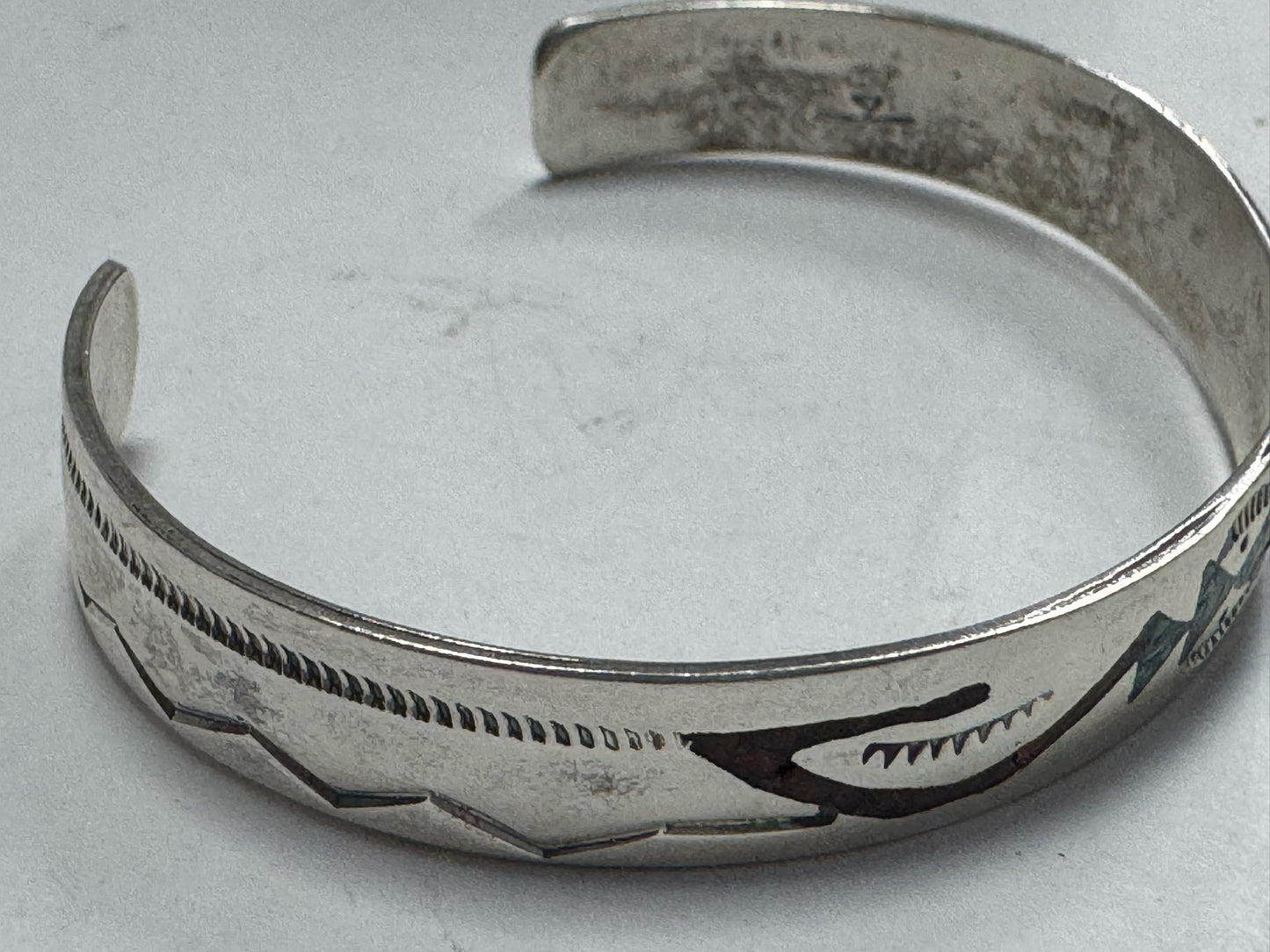 Sterling Silver Gibson Gene Navajo Cuff  Turquoise Coral Inlay Bracelet