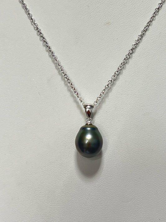 Sterling Silver Tahitian Black Pearl Necklace Chain JTV
