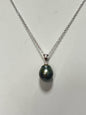 Sterling Silver Tahitian Black Pearl Necklace Chain JTV