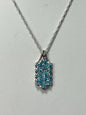 Sterling Silver Blue Topaz Pendant & Necklace New JTV