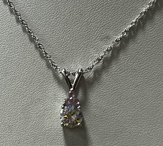Sterling Silver CZ Necklace Pendant Chain New JTV