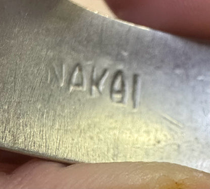 Navajo Bracelet Silver Inlaid Turquoise Cuff Signed NAKAI C.80's Peyote Birds