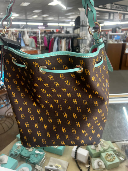 Designer Dooney & Bourke Brown/Turquoise Handbag