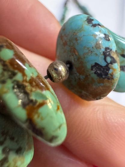 Native American Sterling Silver Turquoise Nugget & Slab 28" Necklace JN