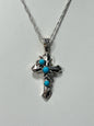 Sterling Silver Cross Pendant Sleeping Beauty Turquoise Necklace New JTV