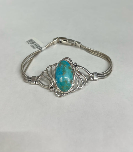 Sterling Silver Turquoise Bracelet New JTV 8"