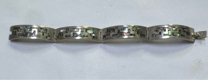 VTG TAXCO Signed Sterling Silver 925 Panel TR-191 Inlaid Bracelet