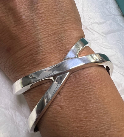 Tiffany & Co. Paloma Picasso Sterling Silver Graffiti X Cuff Bracelet w/ Box