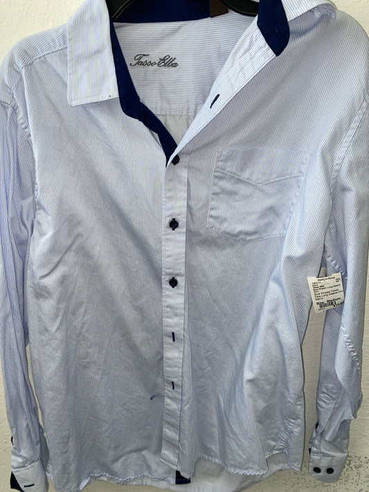 Blue Striped Tasso Elba Long Sleeve Shirt Men's