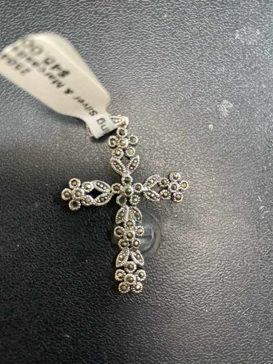 Sterling Silver & Marcasite Cross Pendant