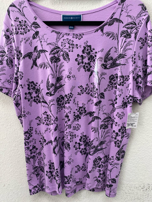 Lavender/Black Karen Scott NEW Short Sleeve Shirt Women's