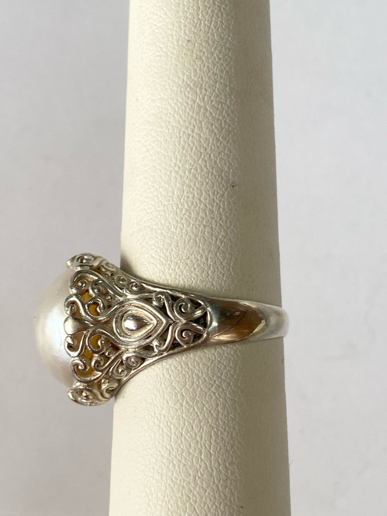 Sterling Silver Ring Pearl Size 9