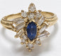 14k Yellow Gold Sapphire & 1/4 ct tw Diamond Ring Size 5.75