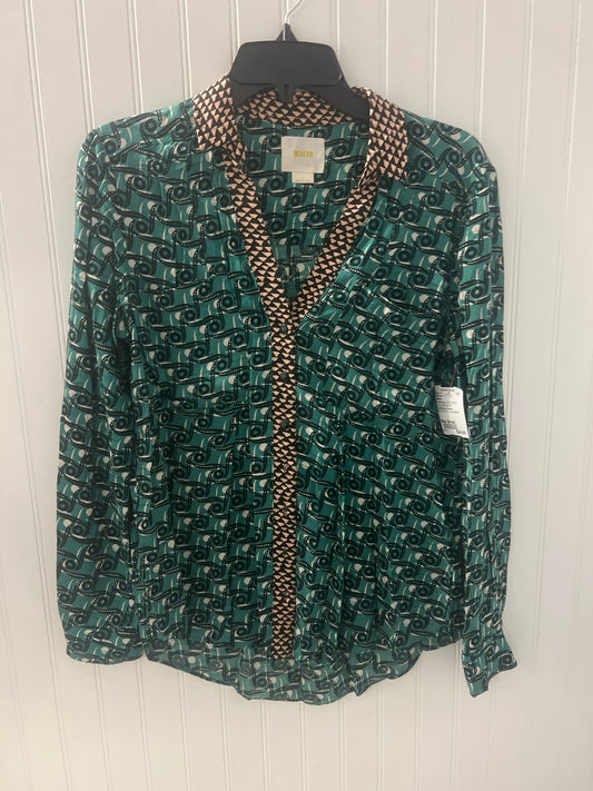 Teal/Beige Maeve BOUTIQUE Long Sleeve Shirt Women's