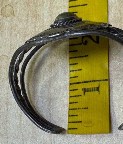 Vintage Sterling Silver Stamped Turquoise Concho Cuff Bracelet