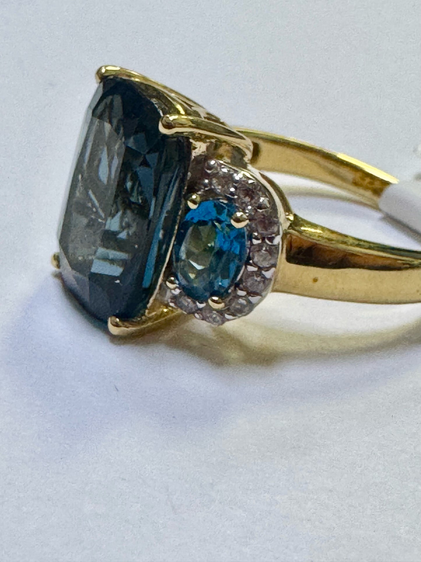 Gold Over Sterling Silver Blue Zircon Ring Size 8