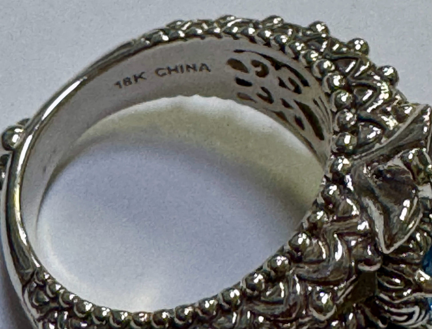 Barbara Bixby 18k Yellow Gold & Sterling Silver Blue Topaz Ring Size 10