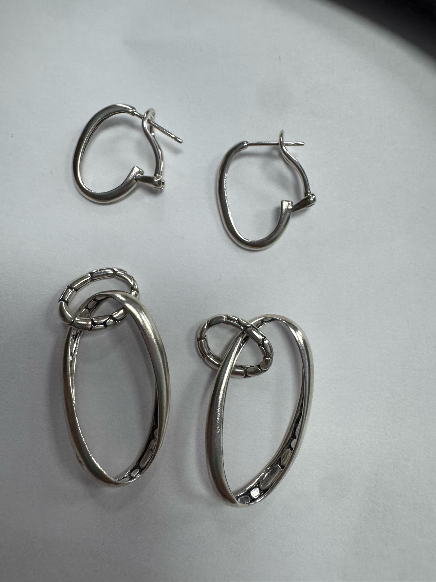 John Hardy Kali Sterling Silver Kali Lava Door Knocker Earrings 2.5" Dangle