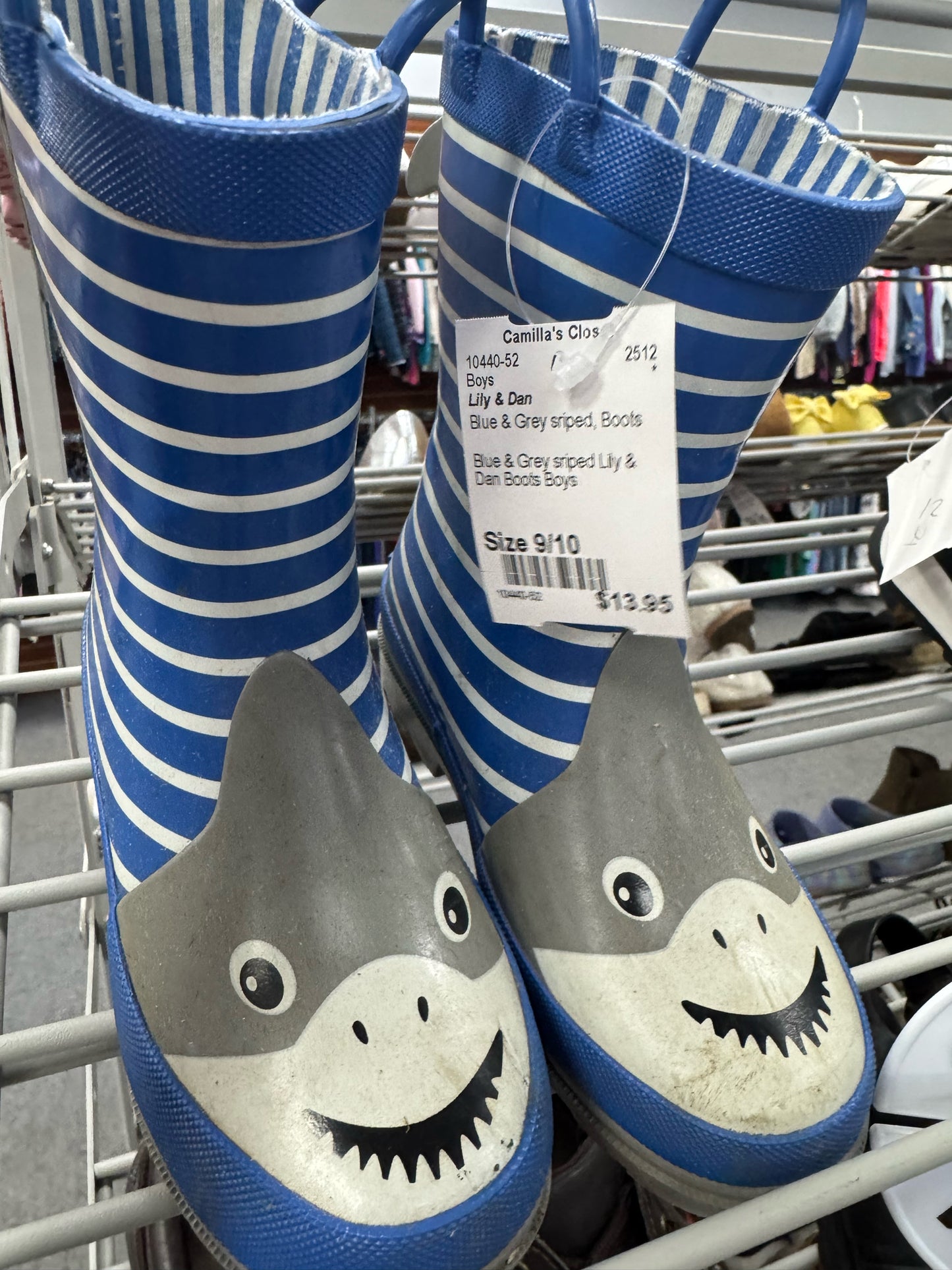 Blue & Grey sriped Lily & Dan Boots Boys