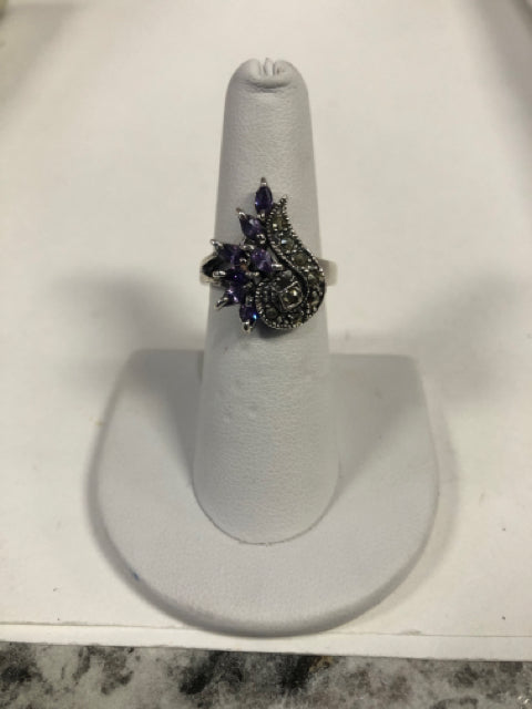 Sterling Silver Amyth Marcasite Ring Size 6.75