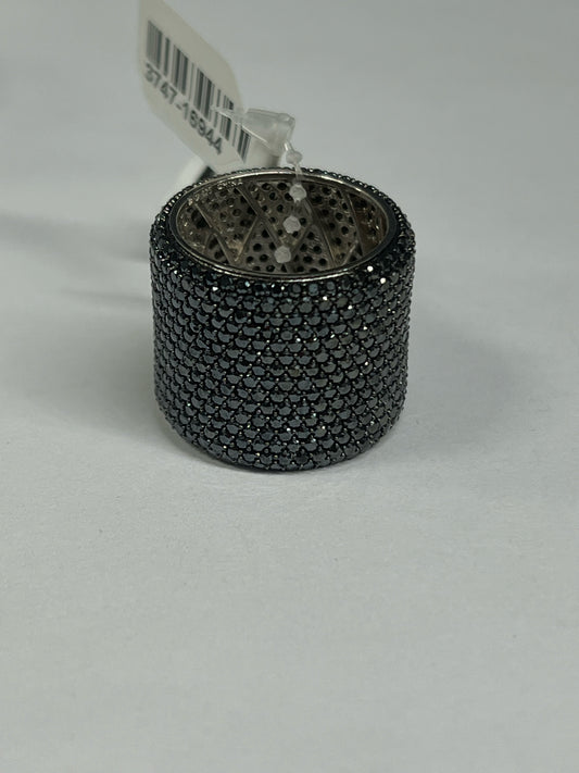 Sterling Silver Black Spinel ring Size 9 JTV New