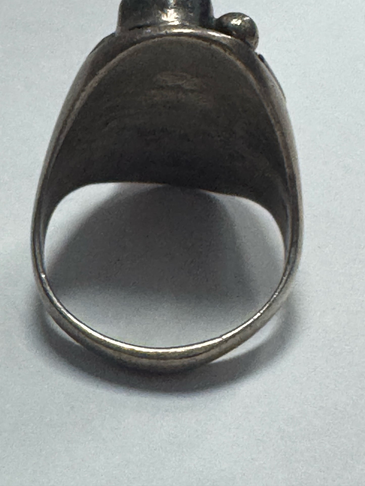 Native American Sterling Silver Ring B Arrow Navajo Turquoise Coral SZ 10.75