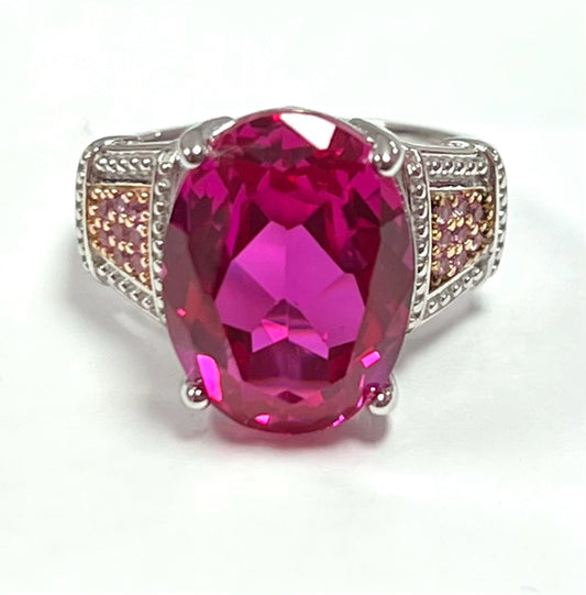 Sterling Silver Pink Topaz Ring Size 8 JTV
