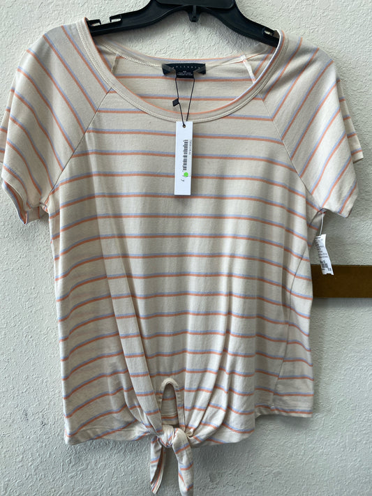 Tan Striped Sanctuary NEW Short Sleeve Shirt Women's