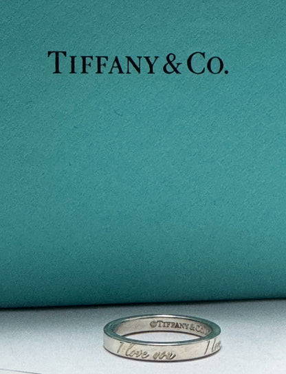 Tiffany & Co. Sterling Silver I Love You Notes Narrow Band Ring Size 5