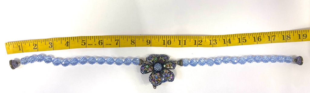 Heidi Daus 18" Necklace Blue Flower Swarovski Multi Color Crystals