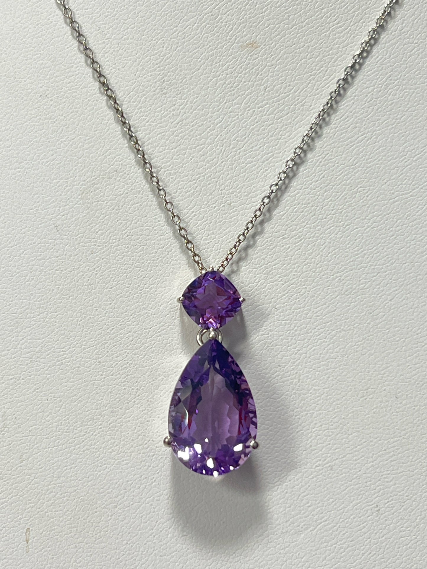 Sterling Silver Amethyst Necklace & Chain New JTV