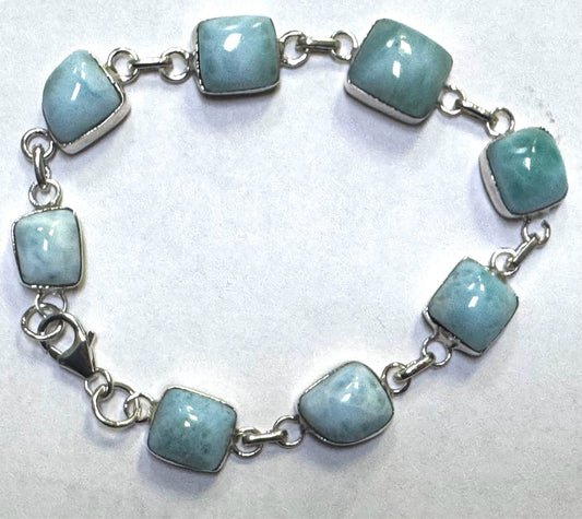 Sterling Silver Larimar Bracelet 7.5"