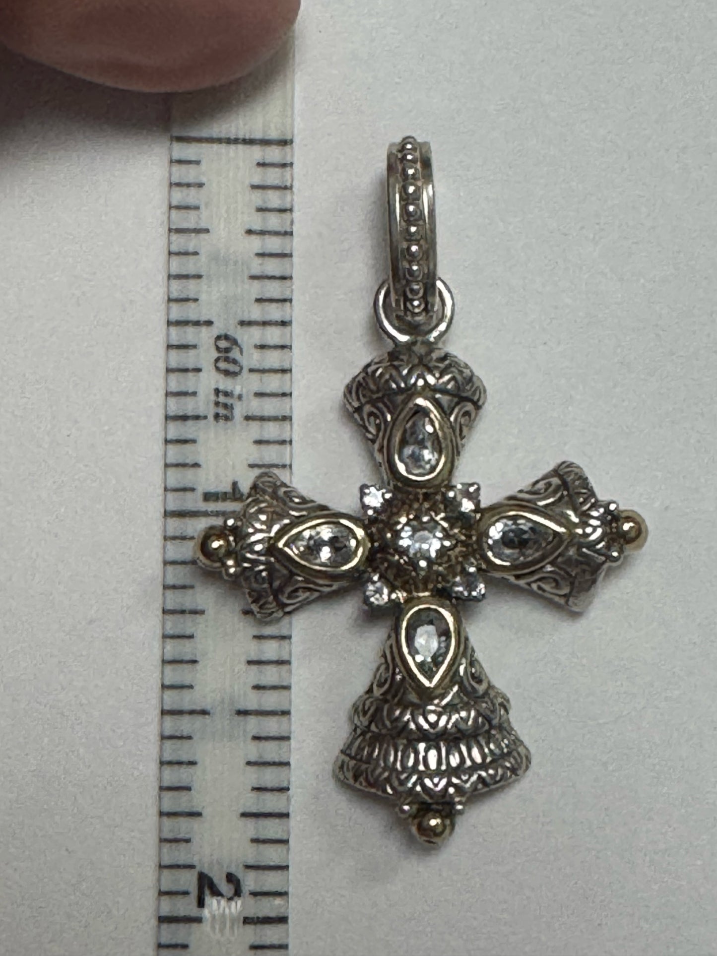 Barbara Bixby 18k Yellow Gold & Sterling Silver Cross Pendant Enhancer