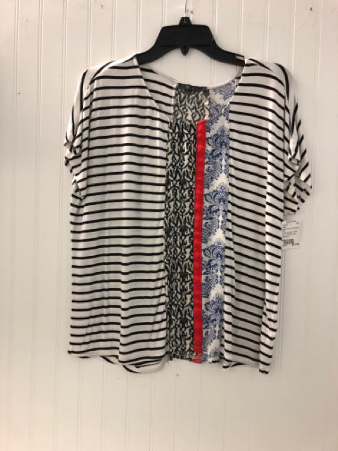 Black Striped THML Short Sleeve Shirt Women's