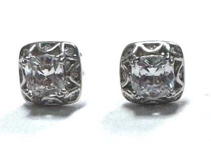 Tacori CZ Cubic Zirconia Earrings 925 Sterling Silver Stud Earrings