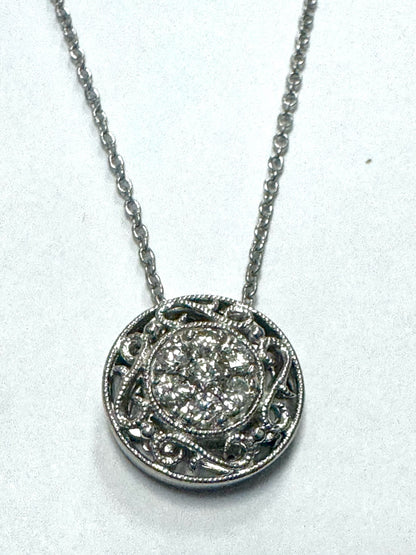 Gabriel & Co Sterling Silver Mediterranean Diamond Filigree Pendant Necklace