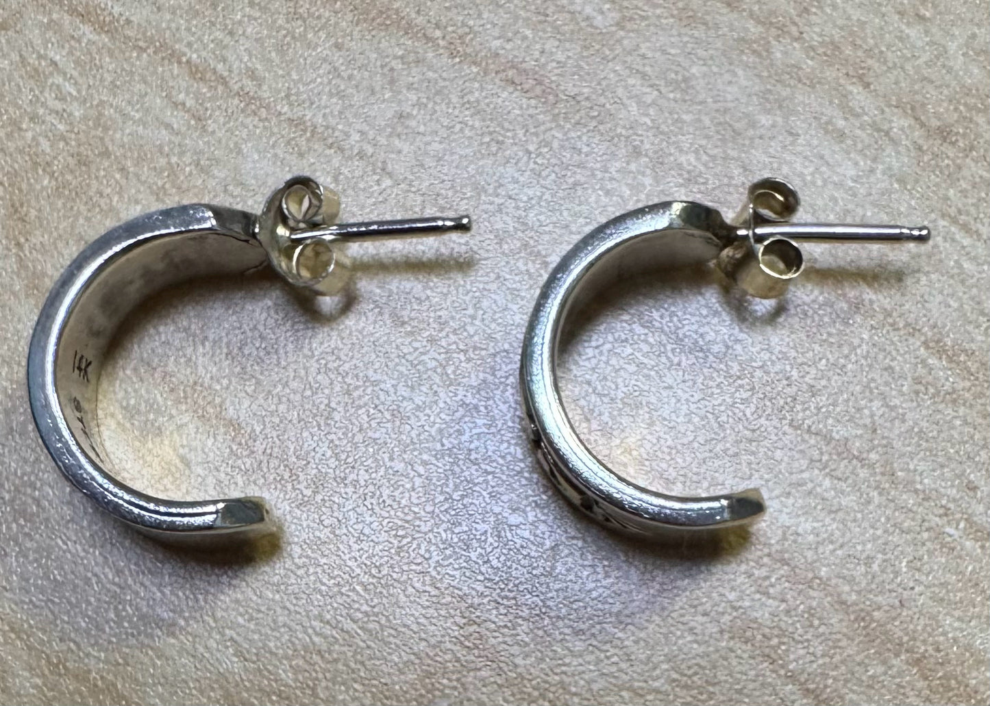 Rhoda Jack 14K Yellow Gold & Sterling Silver Native Bear Half Hoop Earrings