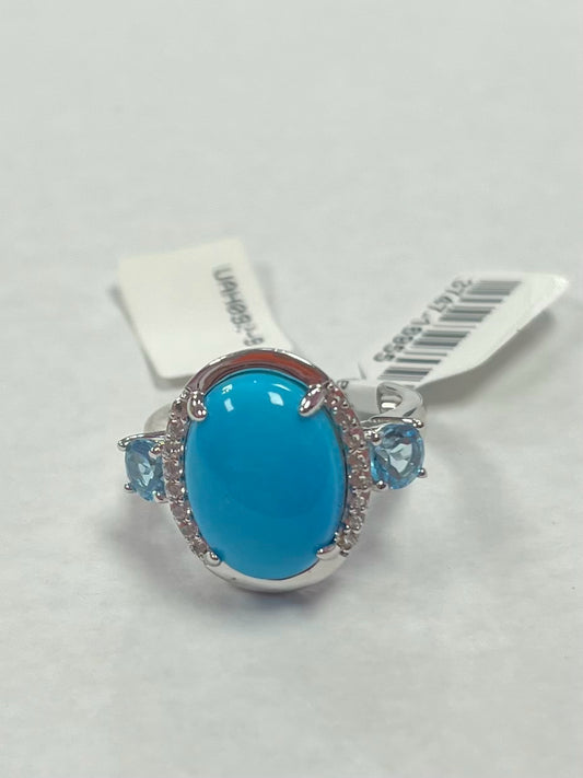 Sterling Sleeping Beauty Turquoise Topaz Ring New w/ Tags Size 8 JTV